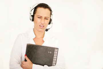 Sekretärin mit Headset