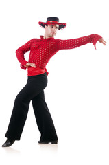 Man dancing spanish dances on white