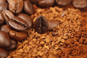 Instant Coffee Powder and Coffee Beans