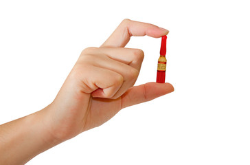 woman hand  holding a medical ampules