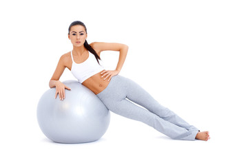 Fototapeta premium Exercises with fit ball