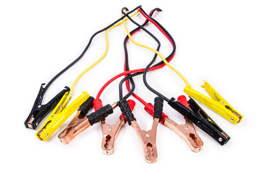 Car battery jumpers isolated on white