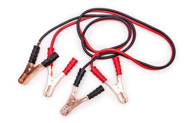 Car battery jumpers isolated on white