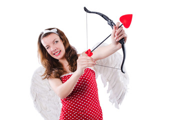 Woman with bow in valentine concept