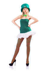Young girl in saint patrick celebration concept