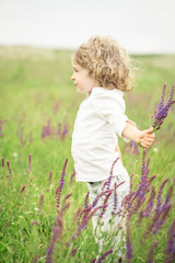 Child in spring field