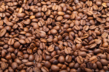 coffee beans close up isolated on white
