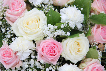 Bridal flower arrangement in pink and white