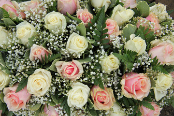 Wedding arrangement in pink and white