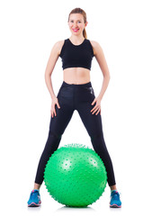 Young girl with swiss ball doing exercise