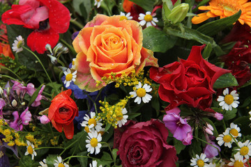 Flower arrangement in bright colors