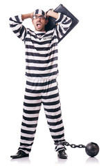 Convict criminal in striped uniform