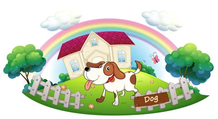 Foto op Plexiglas Honden Een hond die een huis bewaakt