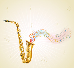 Plakat Saksofon z nut