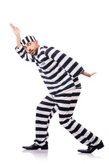 Convict criminal in striped uniform