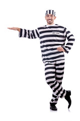 Convict criminal in striped uniform
