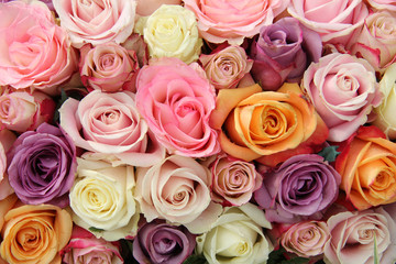 Panele Szklane Podświetlane  Mixed pastel roses