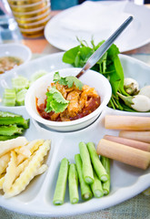 Thai spicy sauce with vetgetable salad