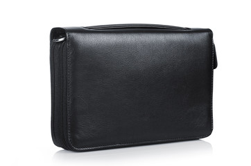 Leather wallet isolated on the white