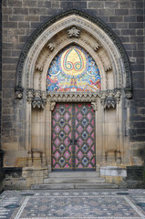 Entrance door of St. Peter and Paul church on Vysehrad in Prague