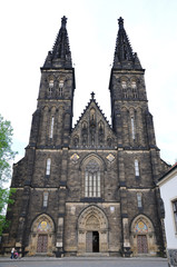 Fototapeta na wymiar Church of St Peter and St Paul in Vysehrad castle in Prague