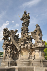 Charles Bridge statues in Prague. The Virgin with Saint Bernard