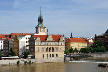 Fototapeta premium View on embankment of Old city Prague