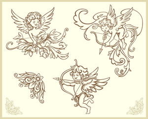 Cupids illustration set
