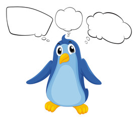 A penguin with empty callouts