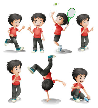 Different activities of a young boy