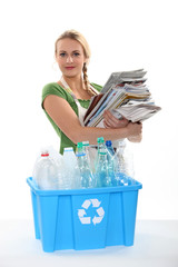 Recycling paper and plastic bottles