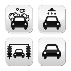 Car wash buttons set - vector