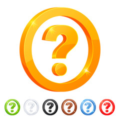 Set of 7 question symbol in different colors.