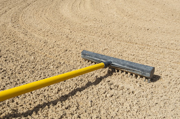 Rake in a bunker