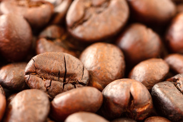 Macro photo of roasted coffee beans