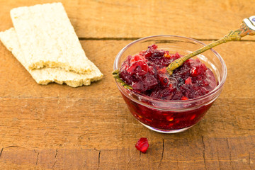Cranberry sauce in a glass