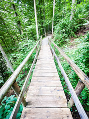 Fototapeta na wymiar old wooden footbridge