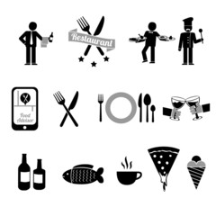 restaurant icons / symbols collection - vintage style