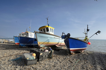 Fishing boats on the beach at Beer in Devon