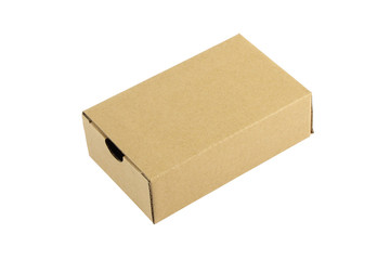 Cardboard box closed on white background.