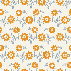 Seamless ornamental floral pattern with decorative elements