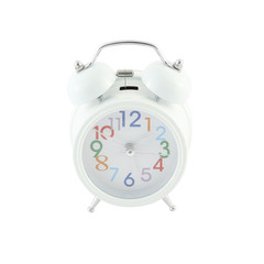 White alarm clock color number isolated from background.