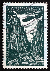 Postage stamp Yugoslavia 1963 Sutjeska Gorge