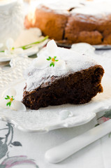 Fototapeta na wymiar Chocolate cake with almonds