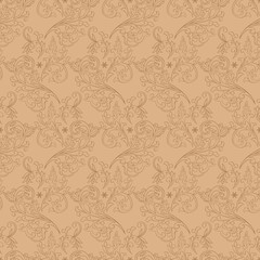Vintage floral seamless pattern on beige