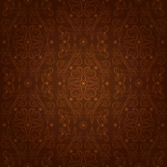 Vintage floral seamless pattern on brown
