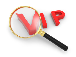 A 3d VIP symbol, a magnifying glass