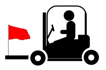 Drapeau rouge sur un monte-charge