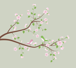 Obraz na płótnie Canvas Spring tree with birds.
