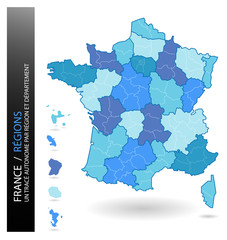 France - Carte muette Régions et Départements